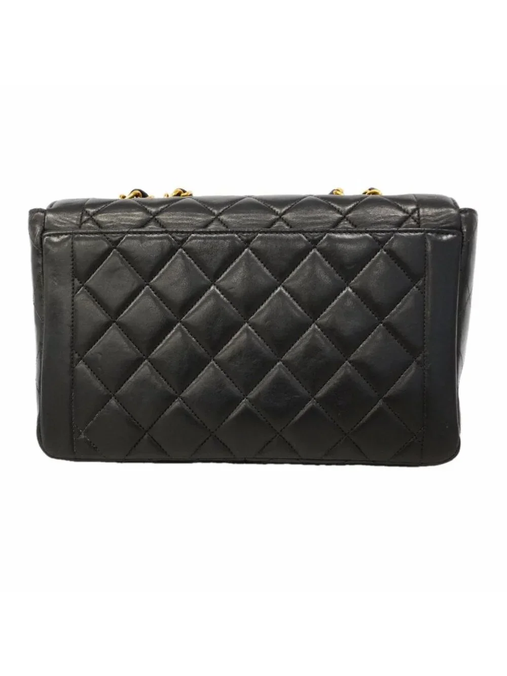 Chanel Shoulder Bag Quilted Lambskin Black Gold